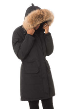 Canada look black women's parka with fur - Image n°3