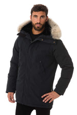 Helvetica men's navy blue parka - Image n°1