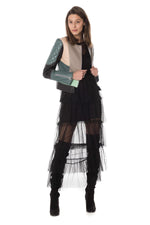 Women's leather jacket JN LLOVET PETRO/BLACK - Image n°2