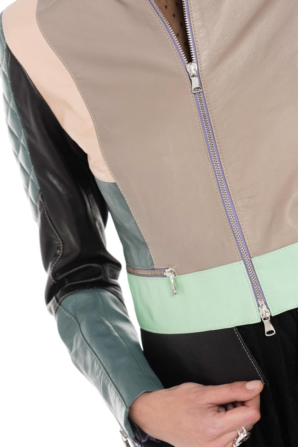 Women's leather jacket JN LLOVET PETRO/BLACK - Image n°7