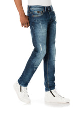 Blue ripped effect jeans - Image n°4