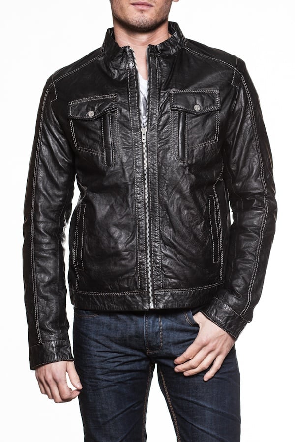 BLACK GRAY KORINTAGE LEATHER JACKET - Image n°1