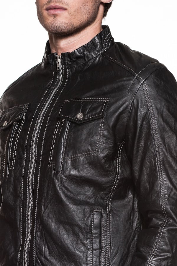 BLACK GRAY KORINTAGE LEATHER JACKET - Image n°3