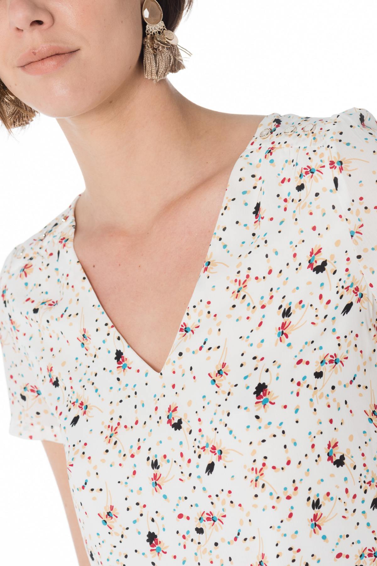 Women's short-sleeved ecru top - Image n°4