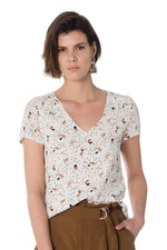 Women's short-sleeved ecru top - Image n°5