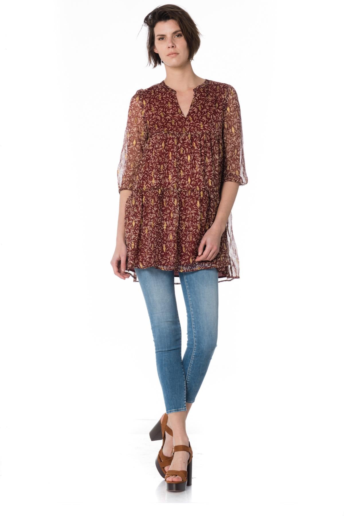 Women's light burgundy dress - Image n°2