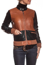 Vintage women's leather jacket MAI68 Black - Image n°2