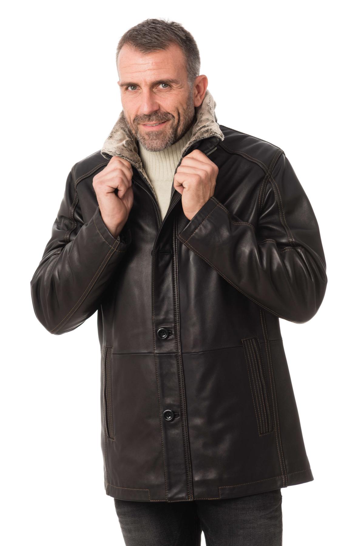 Men's lambskin leather jacket - Image n°1
