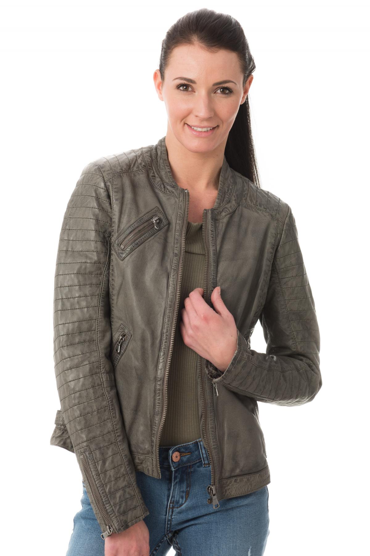 Oakwood women's jacket in gray sheepskin leather - Image n°3