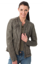 Oakwood women's jacket in gray sheepskin leather - Image n°3