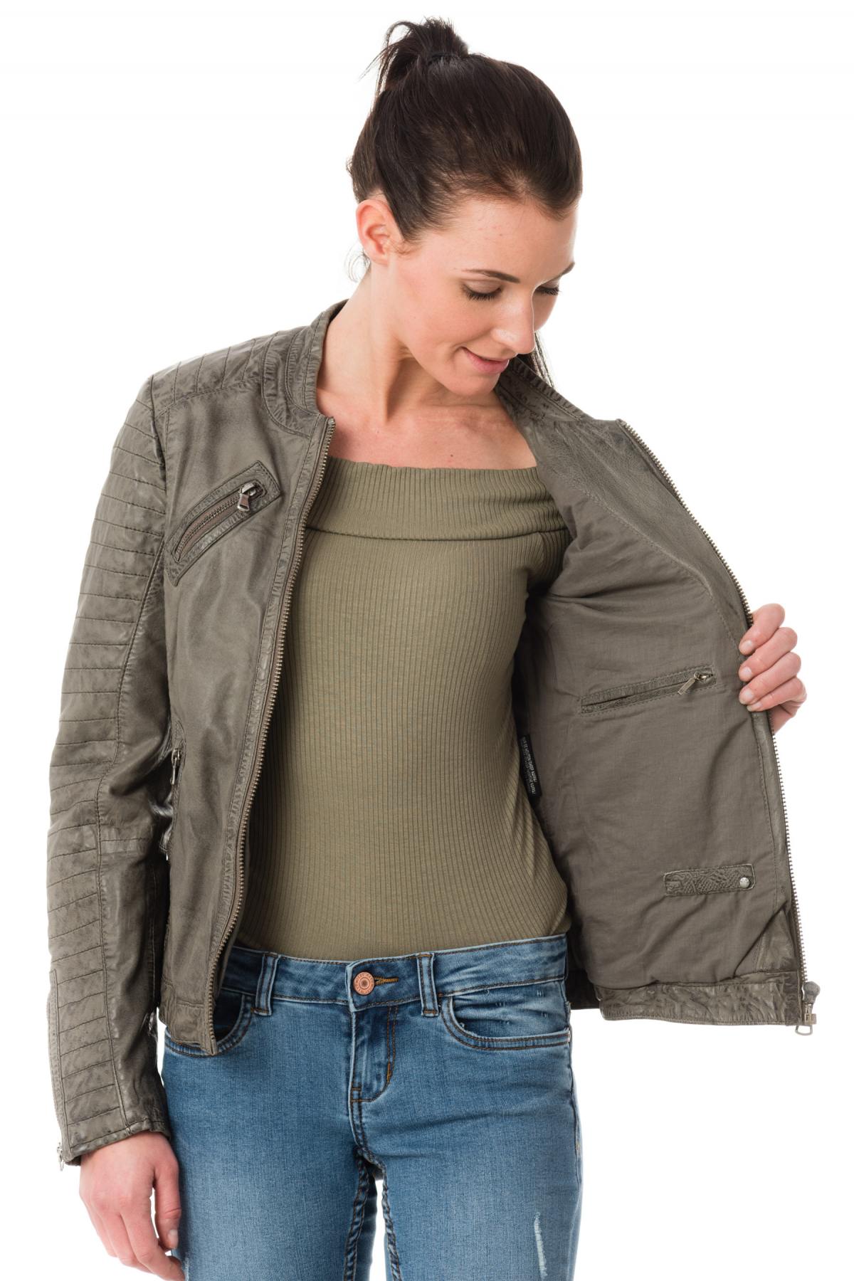 Oakwood women's jacket in gray sheepskin leather - Image n°4