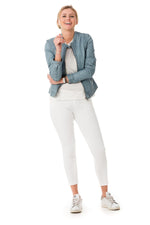 Blue distressed biker collar jacket - Image n°2