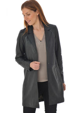 Black sheepskin leather jacket - Image n°1