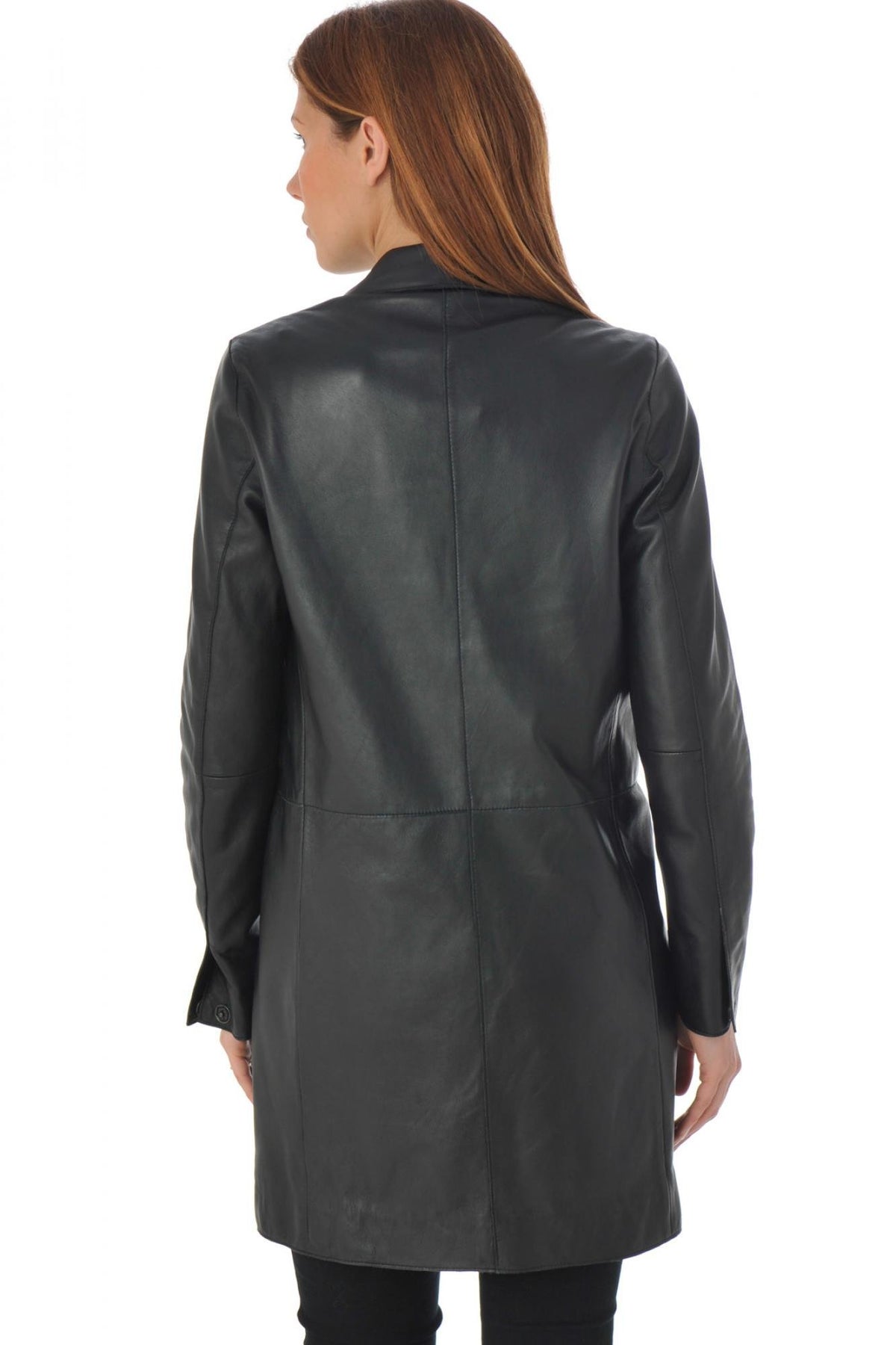 Black sheepskin leather jacket - Image n°3