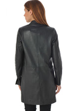 Black sheepskin leather jacket - Image n°3