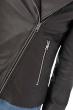 Women's gray sheepskin leather perfecto - Image n°7