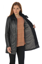 Leather jacket with fur collar - Image n°5