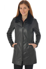 Leather jacket with fur collar - Image n°1