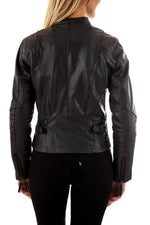 Pepe Jeans biker collar jacket in goatskin leather - Image n°5