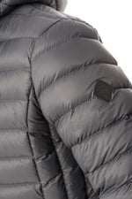 Fine anthracite down jacket with hood - Image n°7
