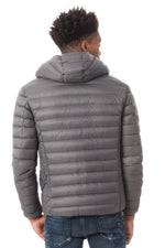 Fine anthracite down jacket with hood - Image n°6