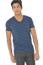 Men's dark blue striped t-shirt - Image n°4