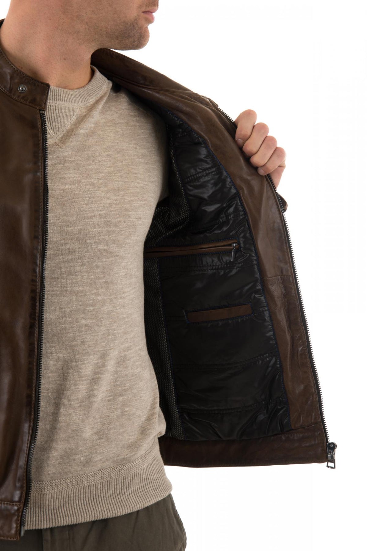 Serge Pariente jacket in brown lambskin - Image n°5