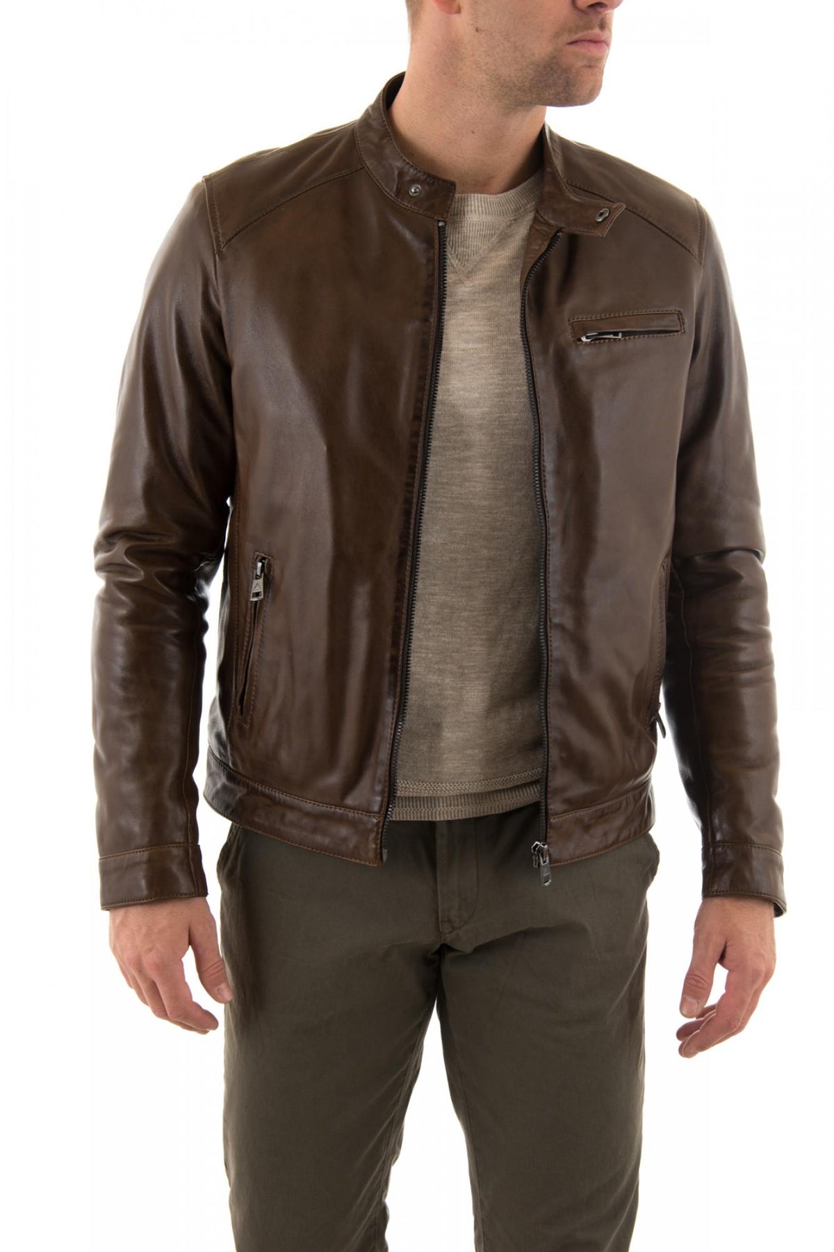 Serge Pariente jacket in brown lambskin - Image n°1