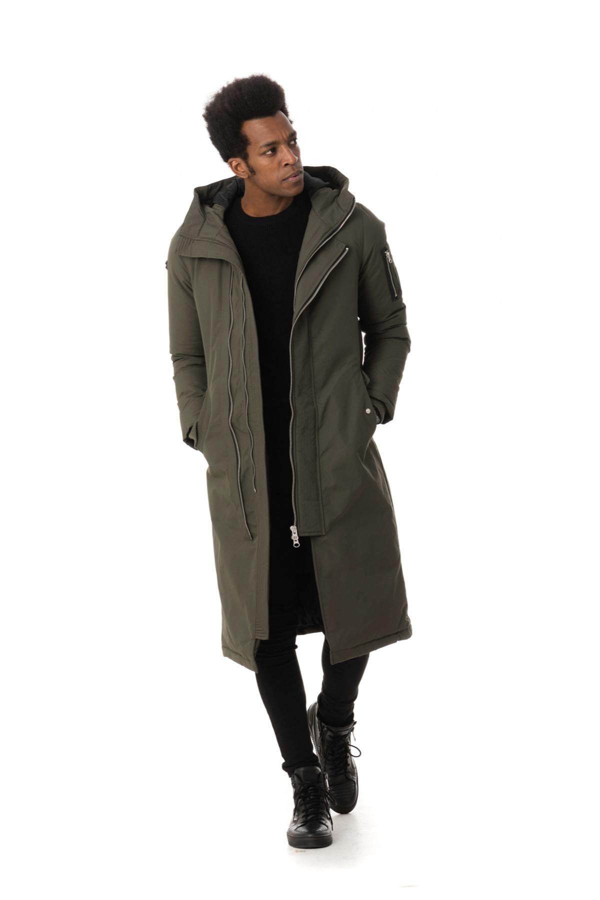 Men's long khaki parka - Image n°2