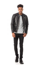 Men's black round neck jacket - Image n°2