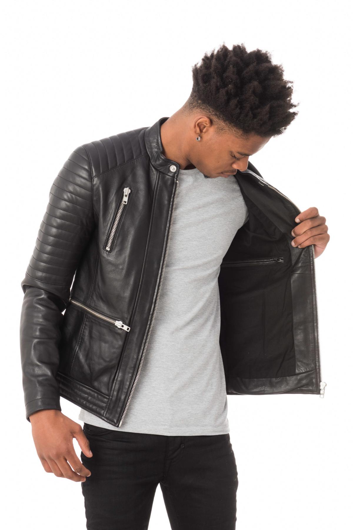 Men's black round neck jacket - Image n°6