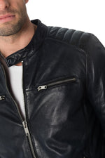 Men's navy blue lambskin jacket - Image n°6