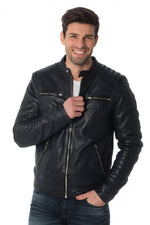 Men's navy blue lambskin jacket - Image n°5