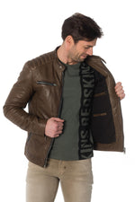 Men's lambskin leather jacket in basalt color - Image n°4