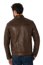 Mocca sheepskin leather jacket - Image n°5