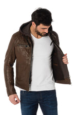 Lambskin leather jacket with hood - Image n°4