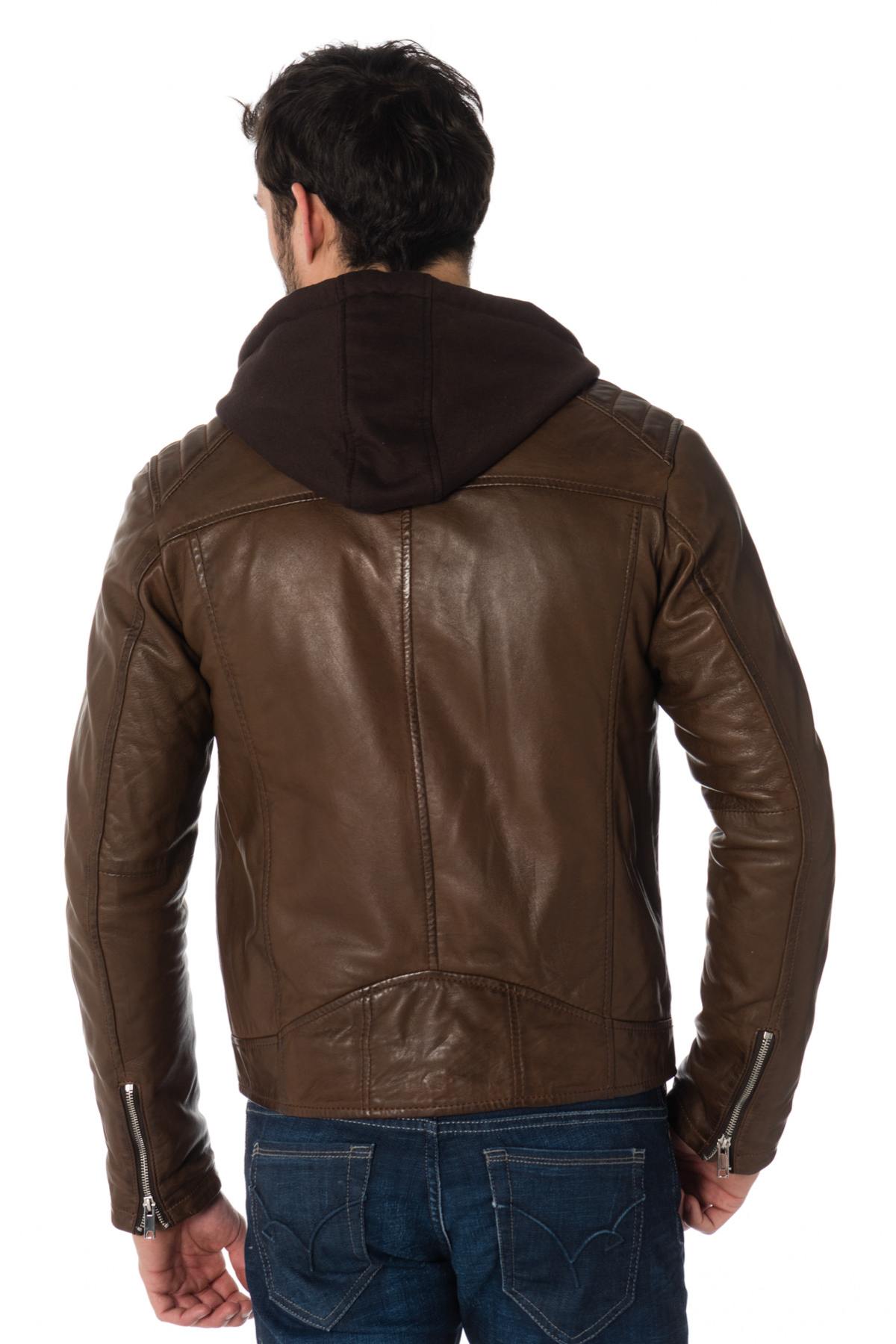 Lambskin leather jacket with hood - Image n°5