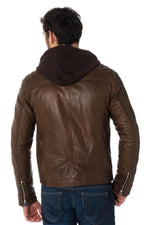 Lambskin leather jacket with hood - Image n°5