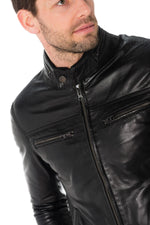 Black lambskin leather jacket - Image n°7