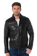 Black lambskin leather jacket - Image n°4
