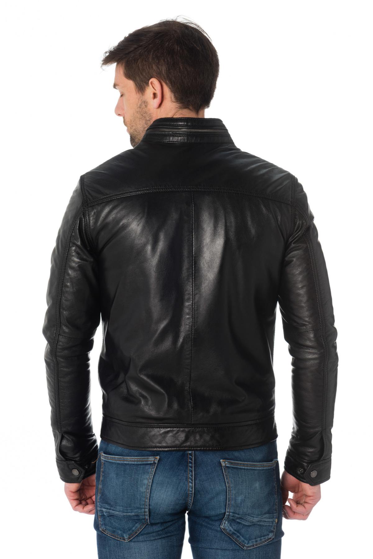 Black lambskin leather jacket - Image n°6