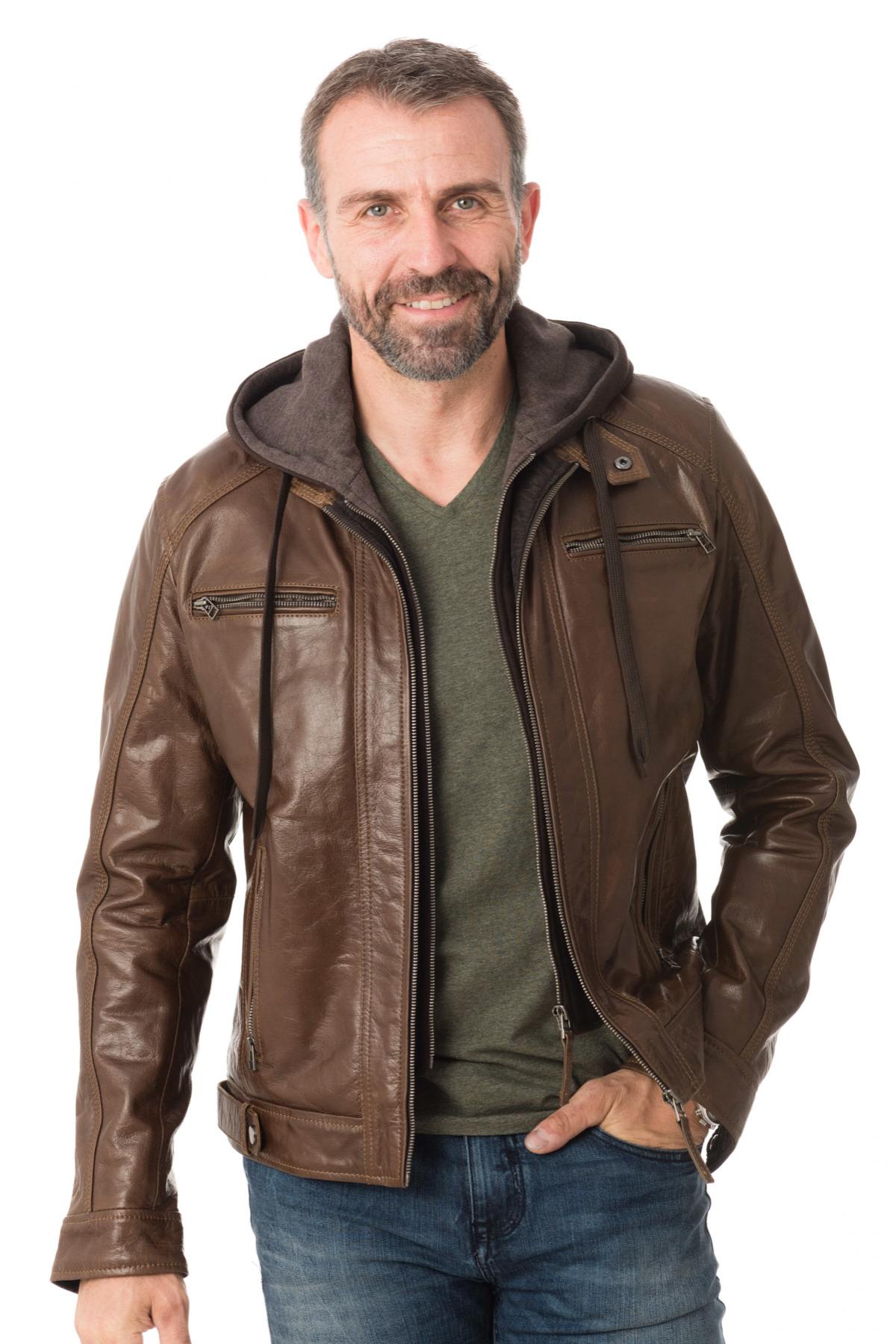 Serge Pariente jacket in brown leather - Image n°1