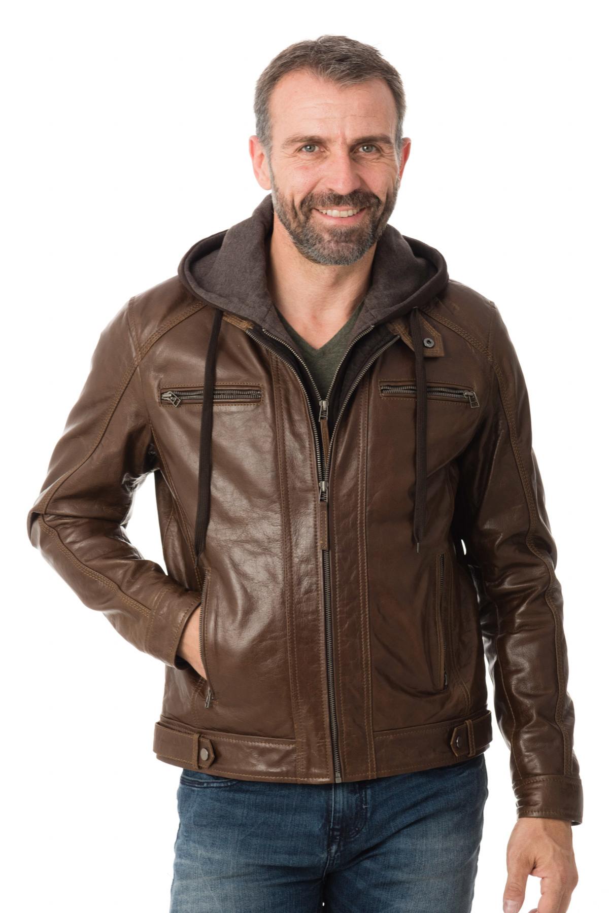 Serge Pariente jacket in brown leather - Image n°6