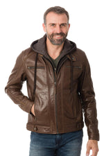 Serge Pariente jacket in brown leather - Image n°6