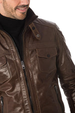 Serge Pariente jacket in brown buffalo leather - Image n°6