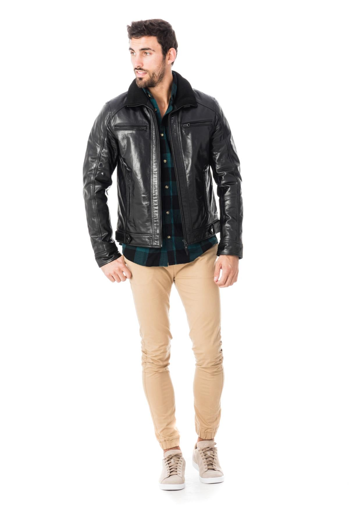 Serge Pariente jacket in black buffalo leather - Image n°2