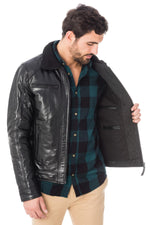 Serge Pariente jacket in black buffalo leather - Image n°4
