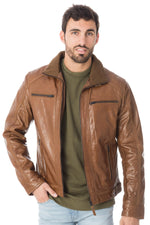 Serge Pariente jacket in oxblood buffalo leather - Image n°1