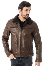 High-collar buffalo leather jacket - Image n°3
