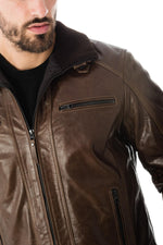 High-collar buffalo leather jacket - Image n°6